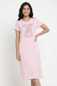 Zivame Turtle Print Knit Cotton Mid Length Nightdress - Festival Bloom — thumbnail 5